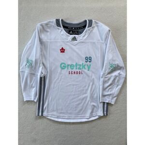 Adidas Mens L/XL Gretzky School Hockey Jersey White 99 DT3841 Practice Shirt